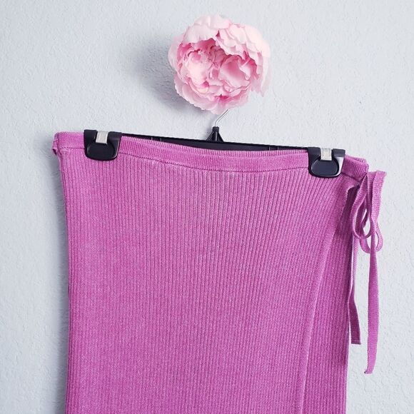 Free People Pink Tie Front Ribbed Maxi Skirt - Picture 5 of 8